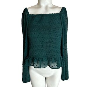 Lush | Lush Dorothy sheer sleeve clip dot blouse